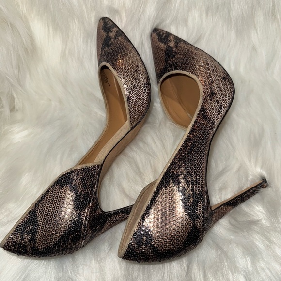 Jessica Simpson Snakeskin Sequin Heels with Pointed Toe - Picture 5 of 8